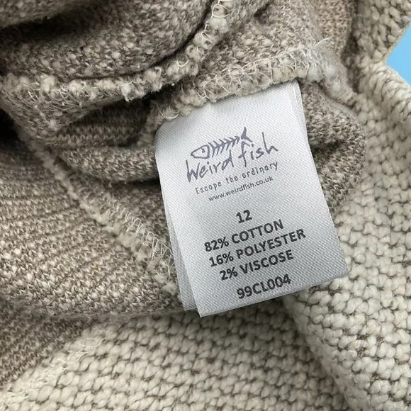 Weird Fish Macaroni Women’s Beige 1/4 Zip Pullover Top Jumper Size 12 - Picture 10 of 11